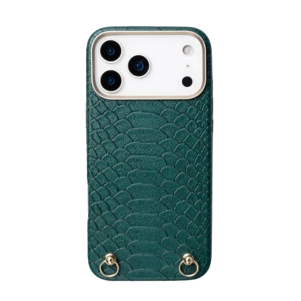 iPhone 17 Pro Max Green Croc Textured Phone Case